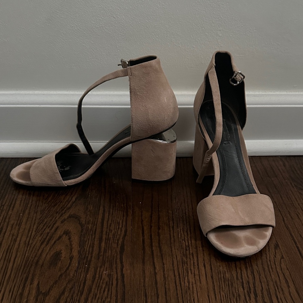 Alexander Wang Suede Tan Block Heel Sandals